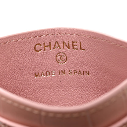 Chanel Calfskin Crocodile Embossed Crococo Card Holder Light Pink 6 of 8