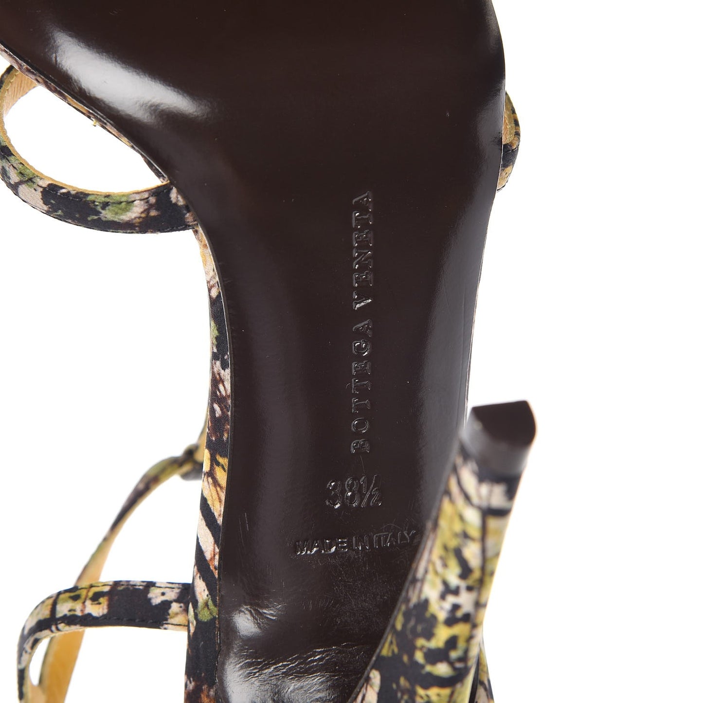 Satin Printed Crystal Embellished T-Strap Sandals 38.5 Multi