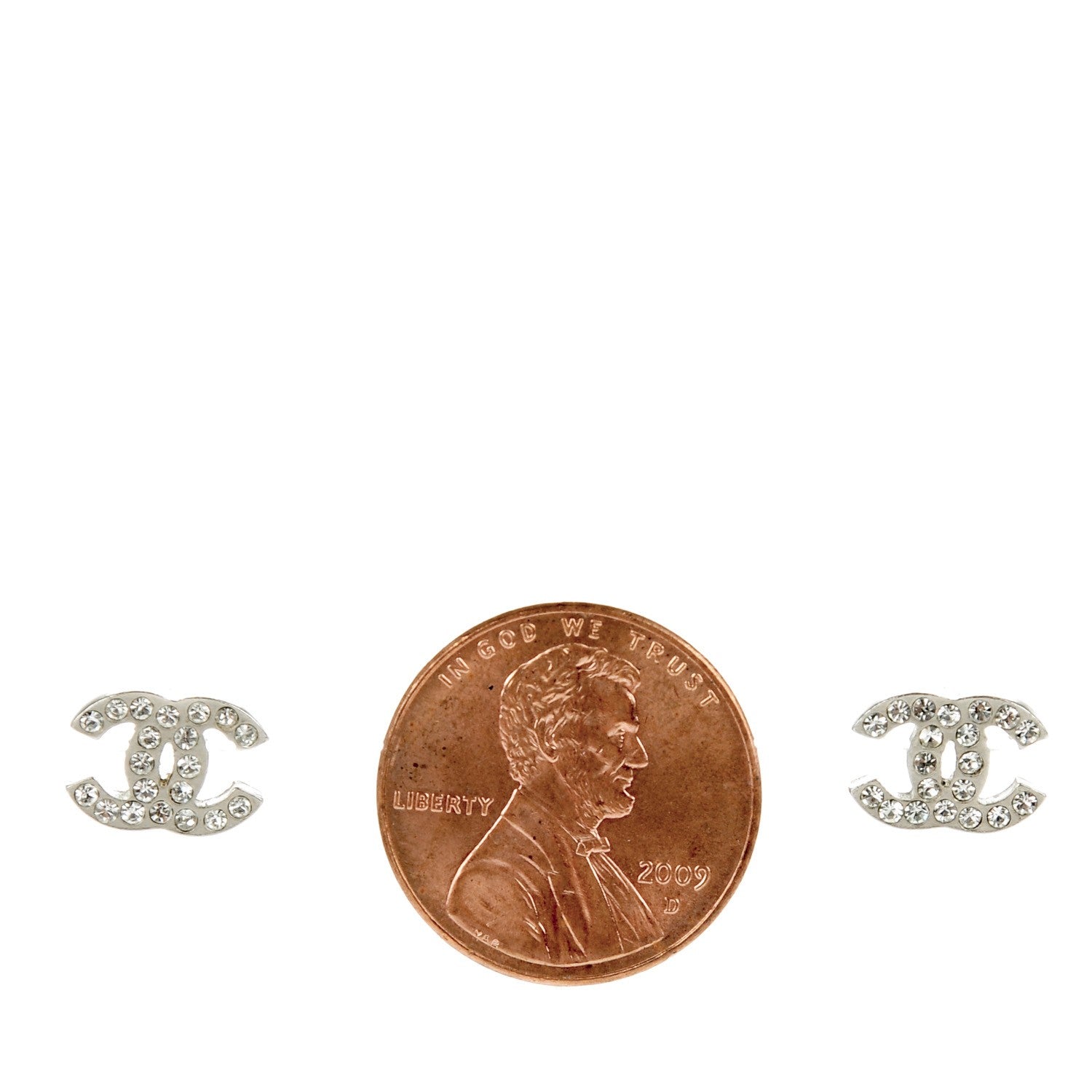 Chanel Crystal Mini Timeless CC Earrings Silver 2 of 5