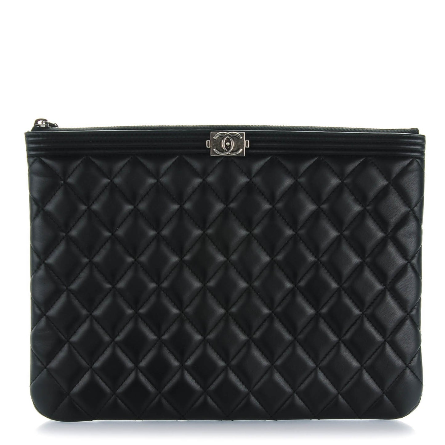 Lambskin Quilted Medium Boy Cosmetic Case Black