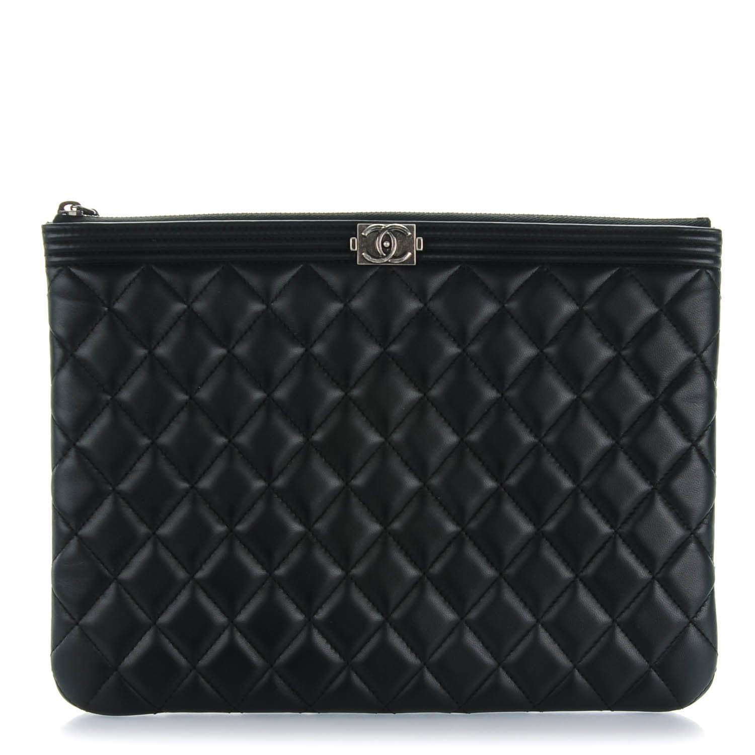 Chanel Lambskin Quilted Medium Boy Cosmetic Case Black 1 of 7