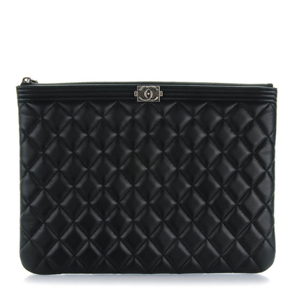 Chanel Lambskin Quilted Medium Boy Cosmetic Case Black 1 of 7