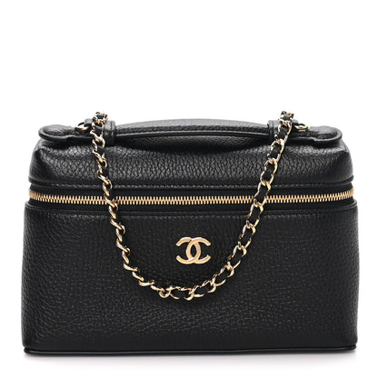 Chanel Grained Calfskin Top Handle Slim Vanity Case With Chain Black 1 of 10
