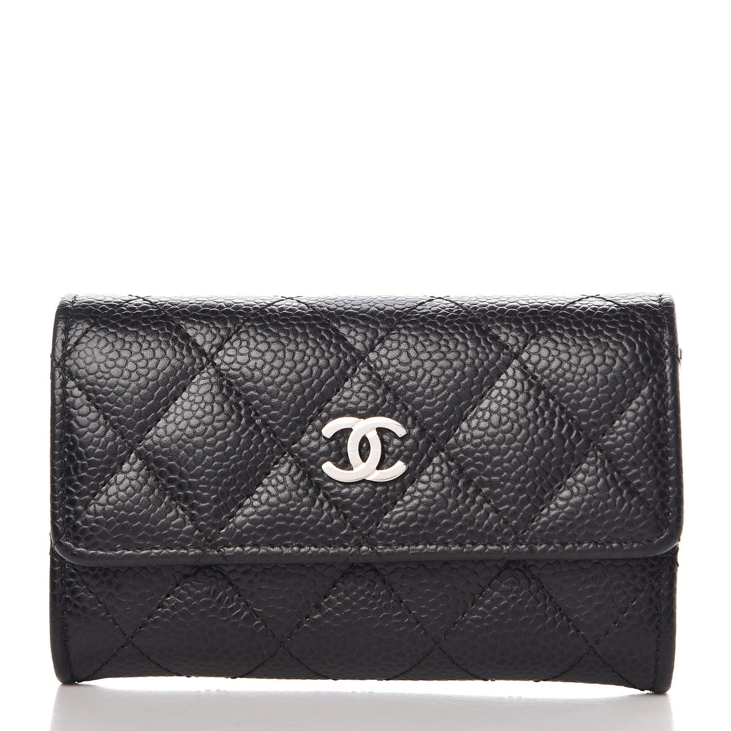 Caviar Quilted Flap Card Holder Black