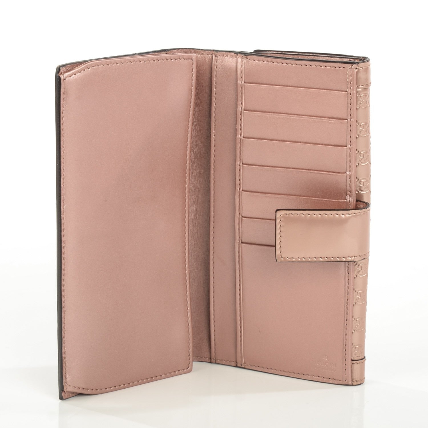 Gucci Patent Guccissima Script Continental Wallet Rose Beige 5 of 7
