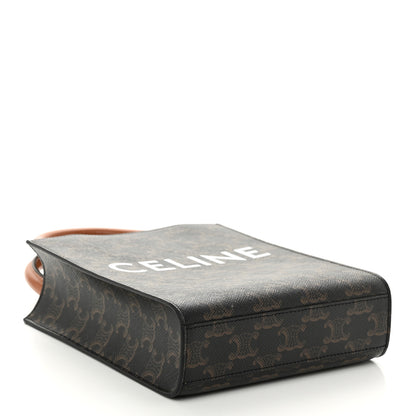 Celine Triomphe Canvas Calfskin Mini Vertical Cabas Tan 4 of 9