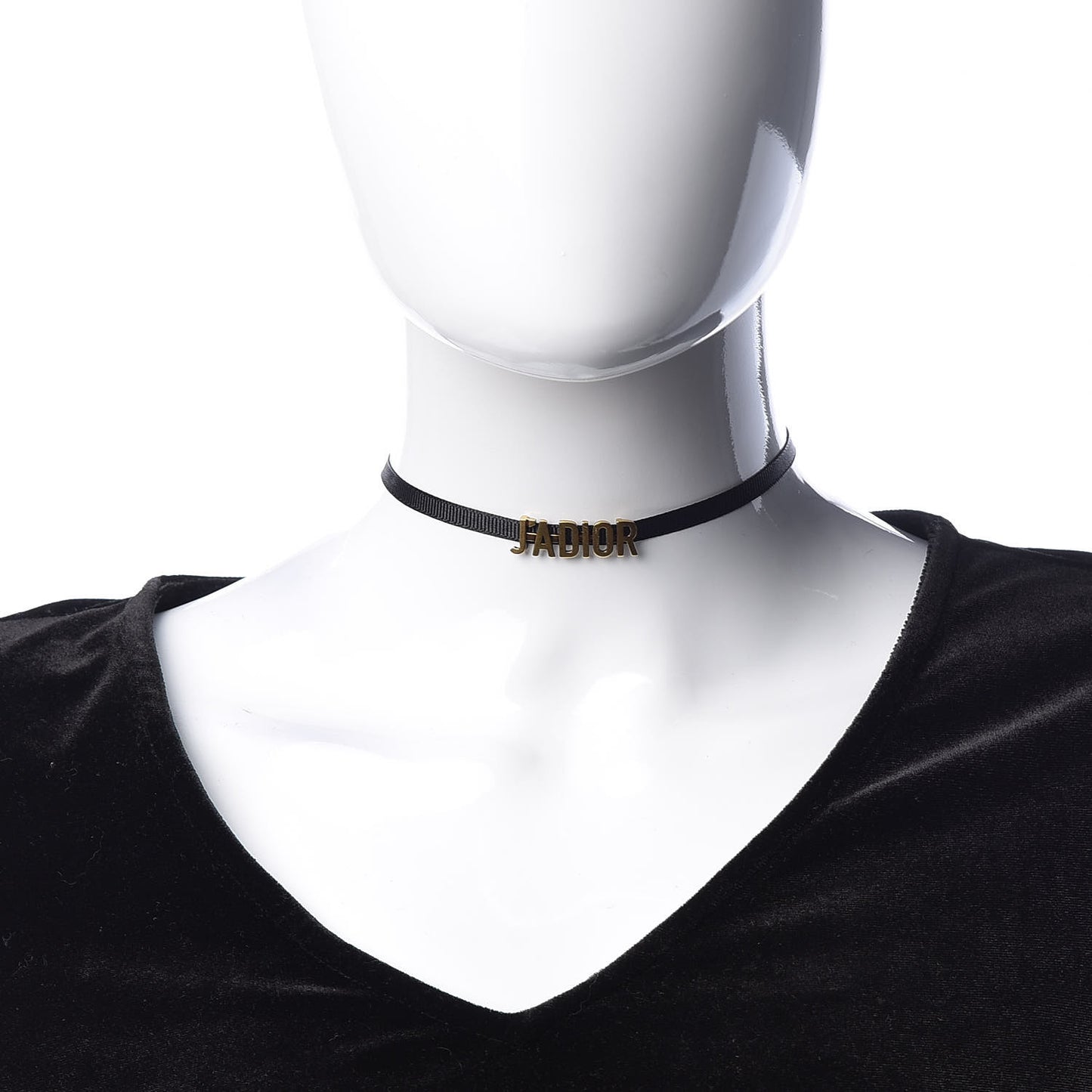 Grosgrain Ribbon J'Adior Logo Choker Necklace Black