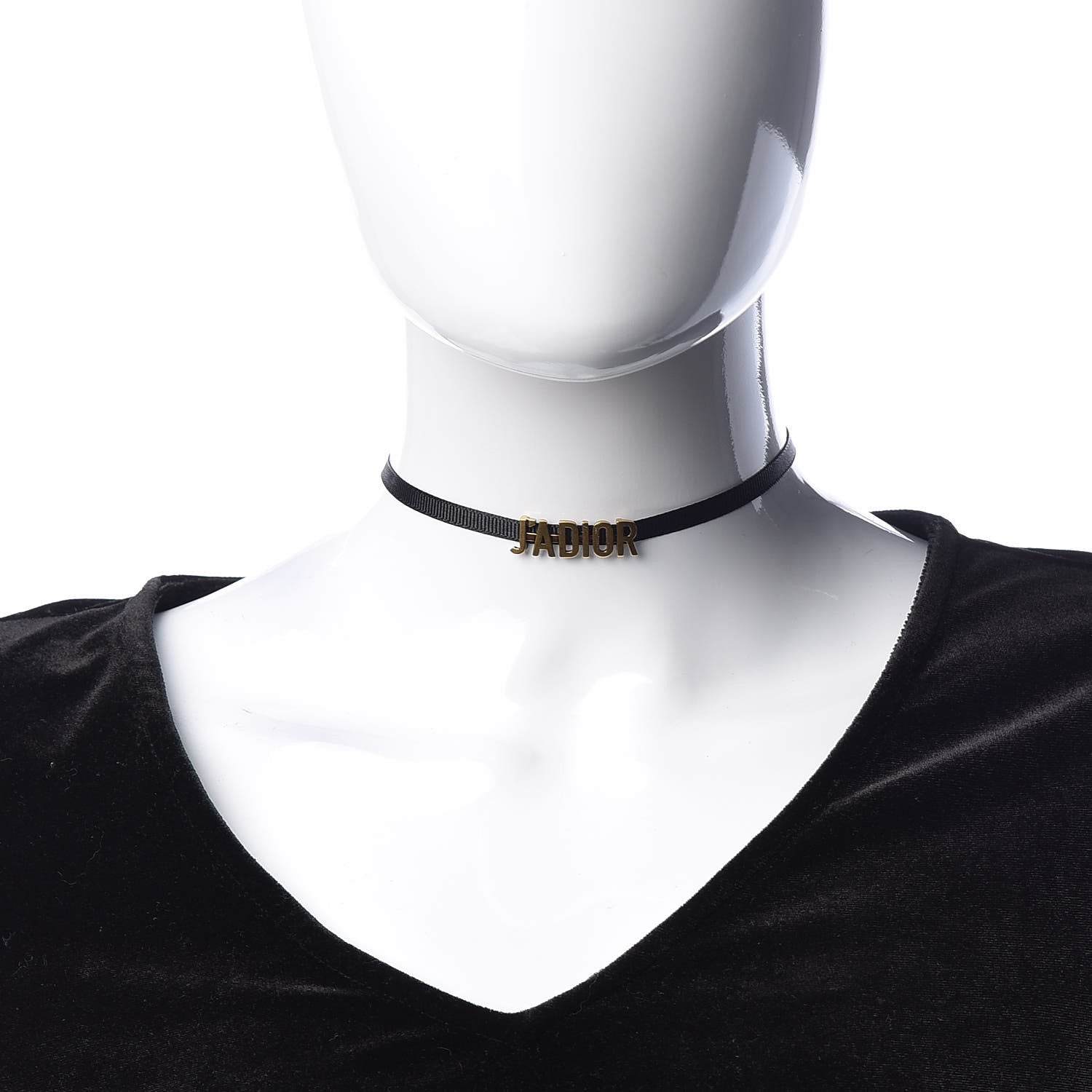 Christian Dior Grosgrain Ribbon J'Adior Logo Choker Necklace Black 2 of 5