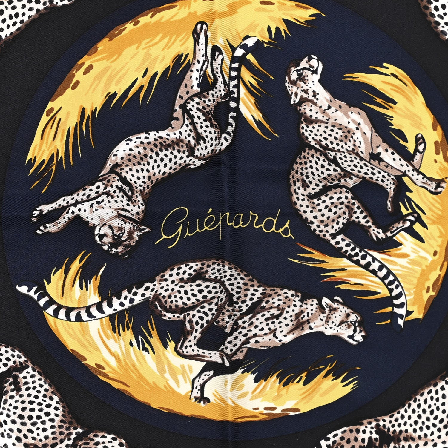 Hermes Silk Guepards Scarf 90 Anthracite Caban Taupe 2 of 6
