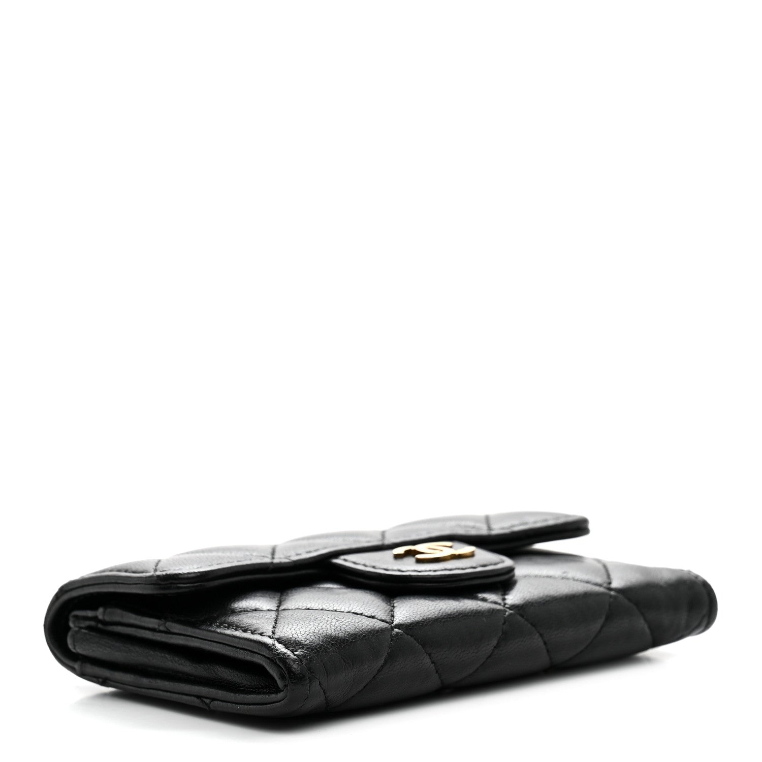 Chanel Lambskin Quilted Flap Card Holder Wallet Black 4 of 10