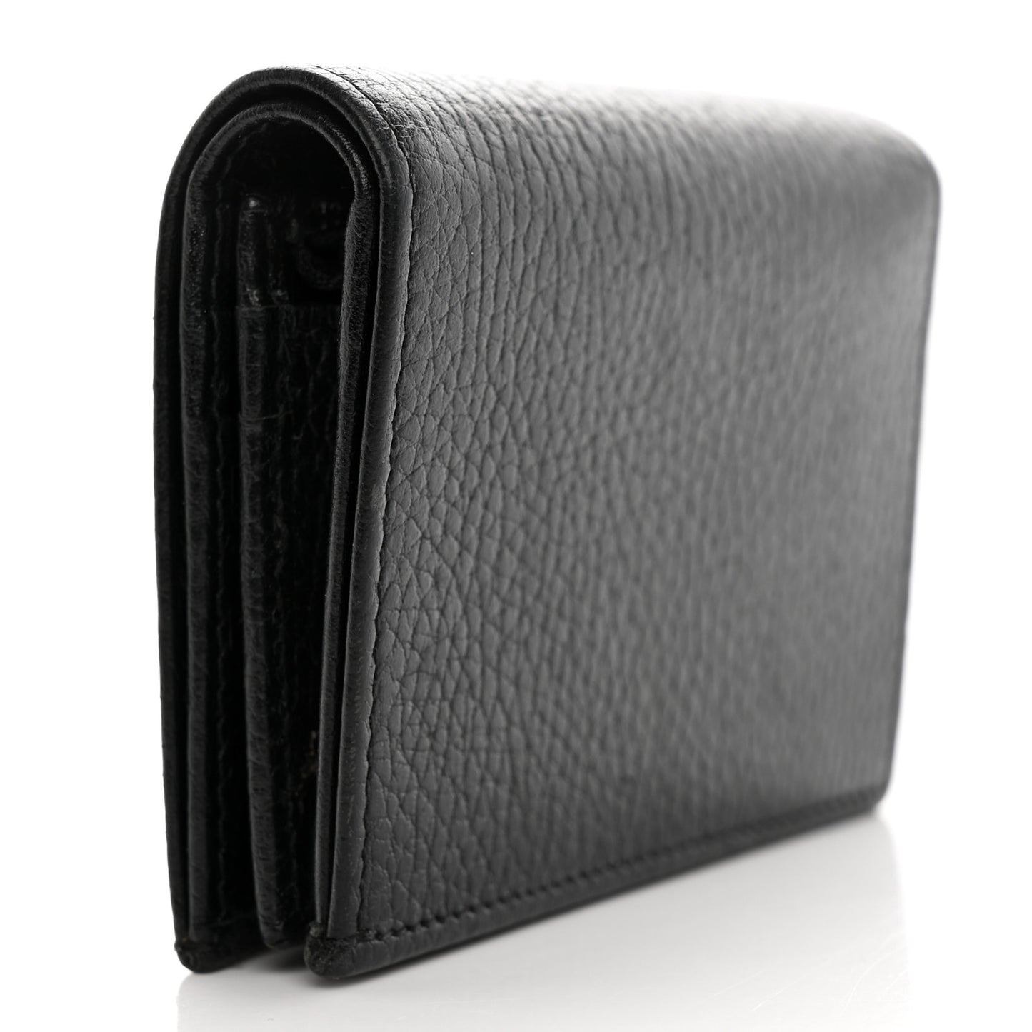 Pebbled Calfskin GG Marmont Card Case Black