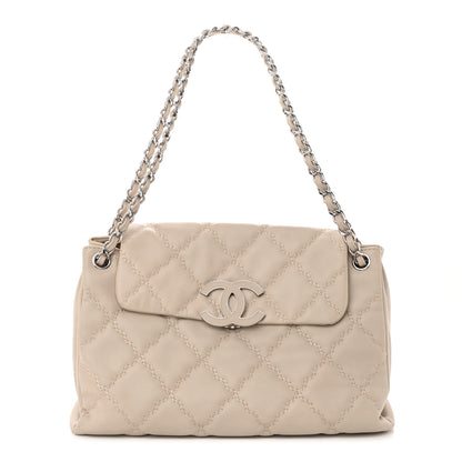 Chanel Calfskin Double Stitch Large Hamptons Flap Bag Beige 1 of 10