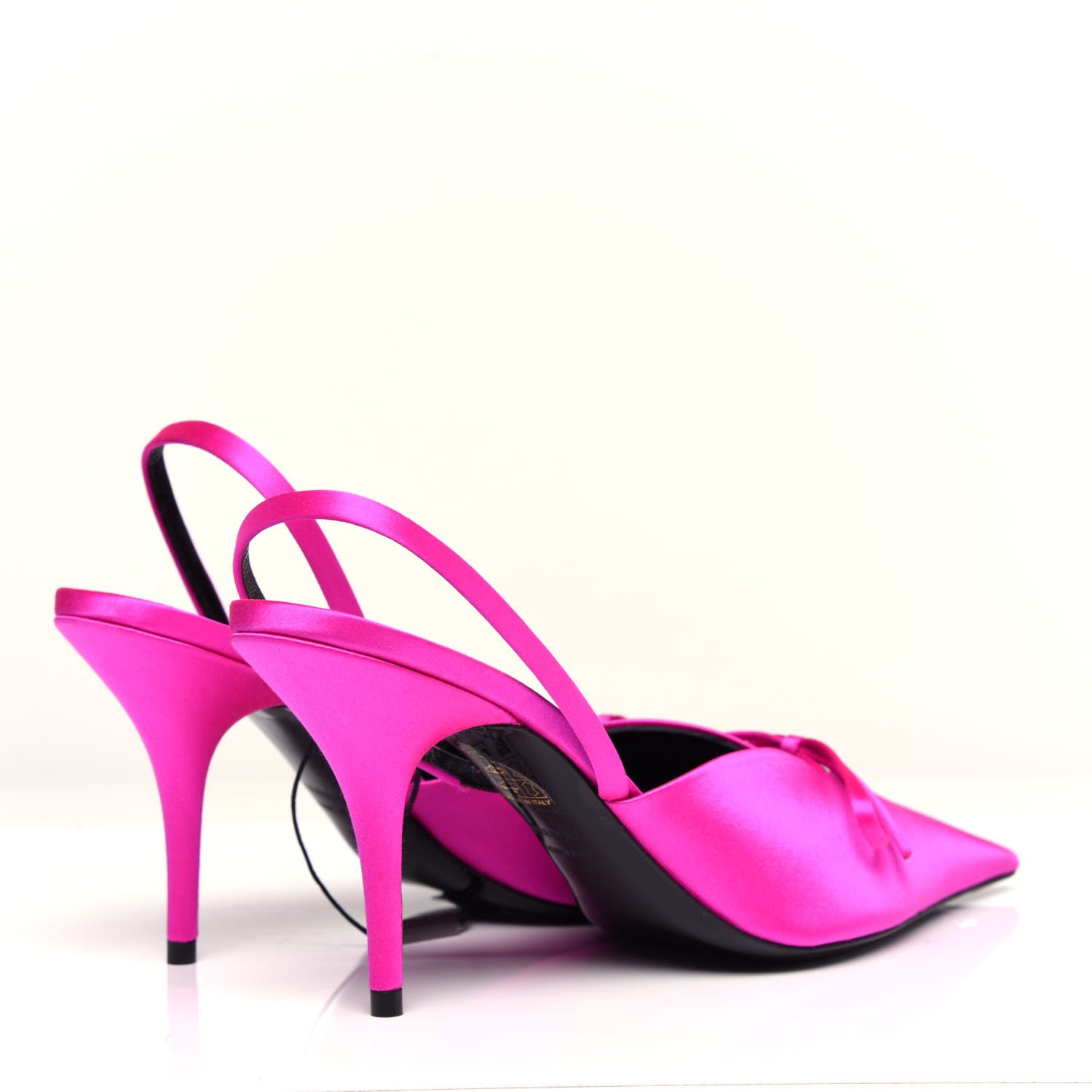 Balenciaga Satin Pointed Toe Knife Slingback Mules 39.5 Rose Fuchsia 4 of 11