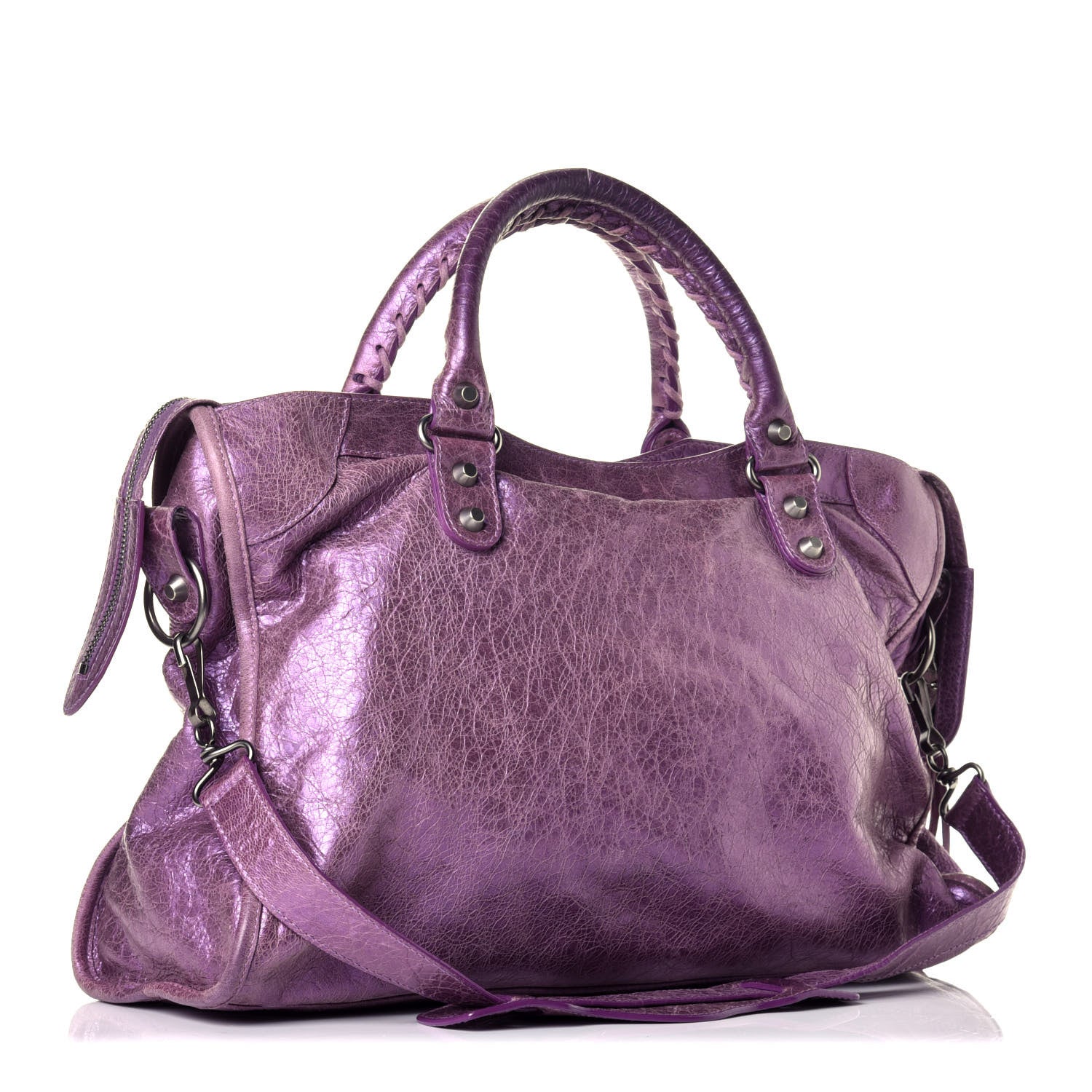 Balenciaga Agneau Classic Hardware City Metallic Purple 4 of 10