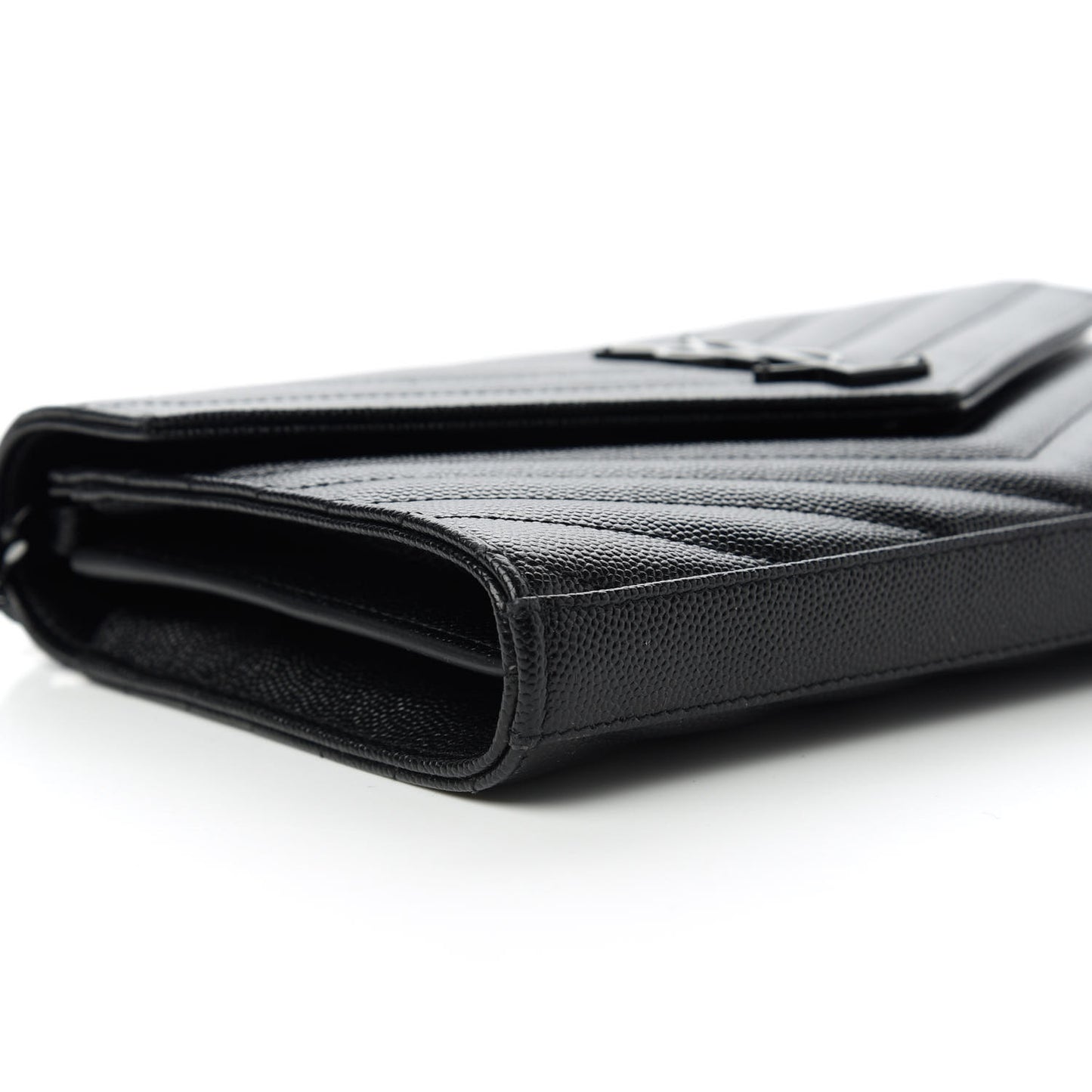 Grain De Poudre Matelasse Chevron Monogram Chain Wallet Black