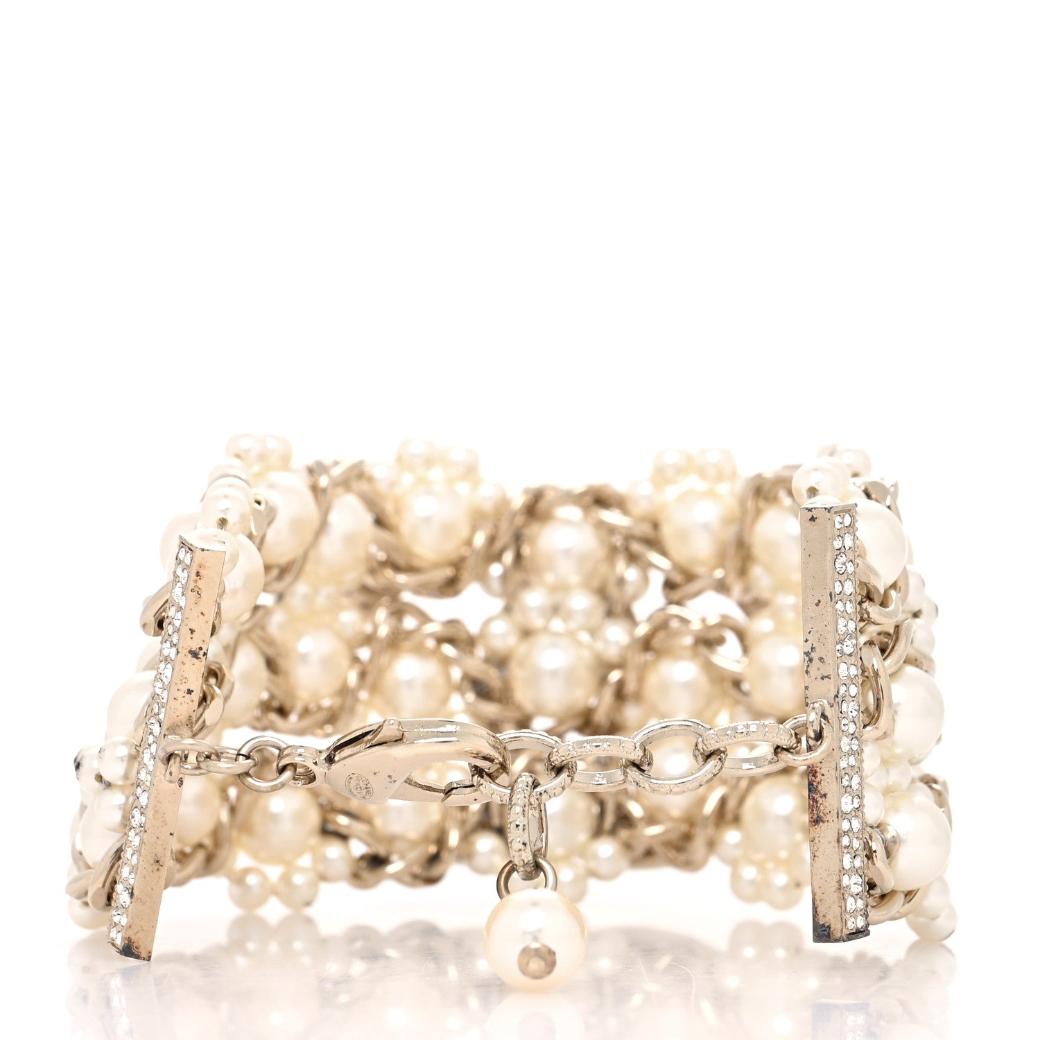 Chanel Crystal Pearl CC Bracelet Gold 3 of 8