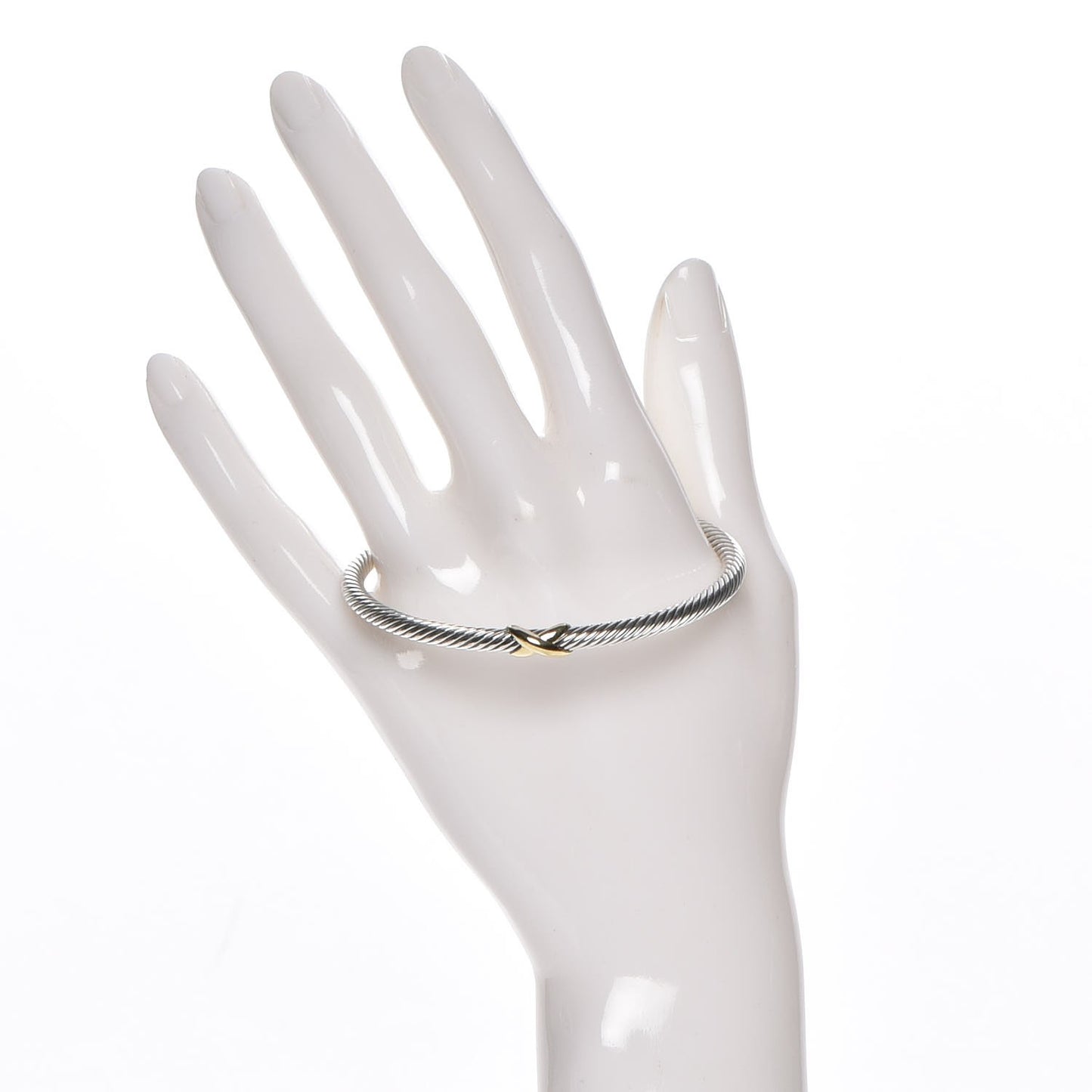 Sterling Silver 18K Yellow Gold 4mm X Station Cable Bracelet
