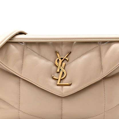 Saint Laurent Lambskin Quilted Small Loulou Puffer Monogram Chain Satchel Dark Beige 8 of 13