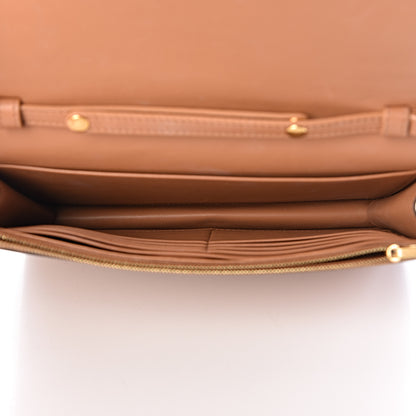 Celine Smooth Lambskin Frame Evening Chain Clutch Tan Optic White 5 of 12