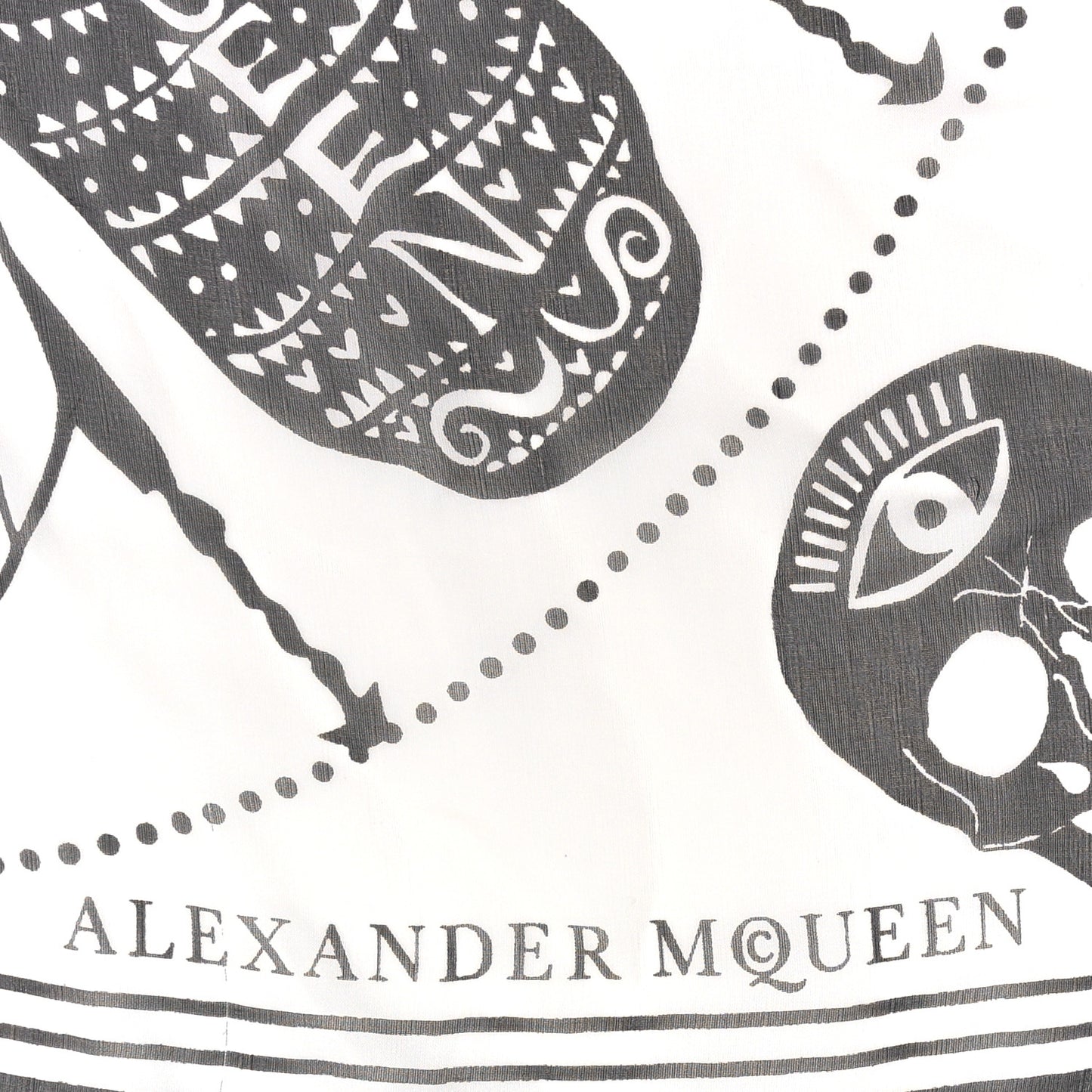 Silk Zodiac Scarf White Black