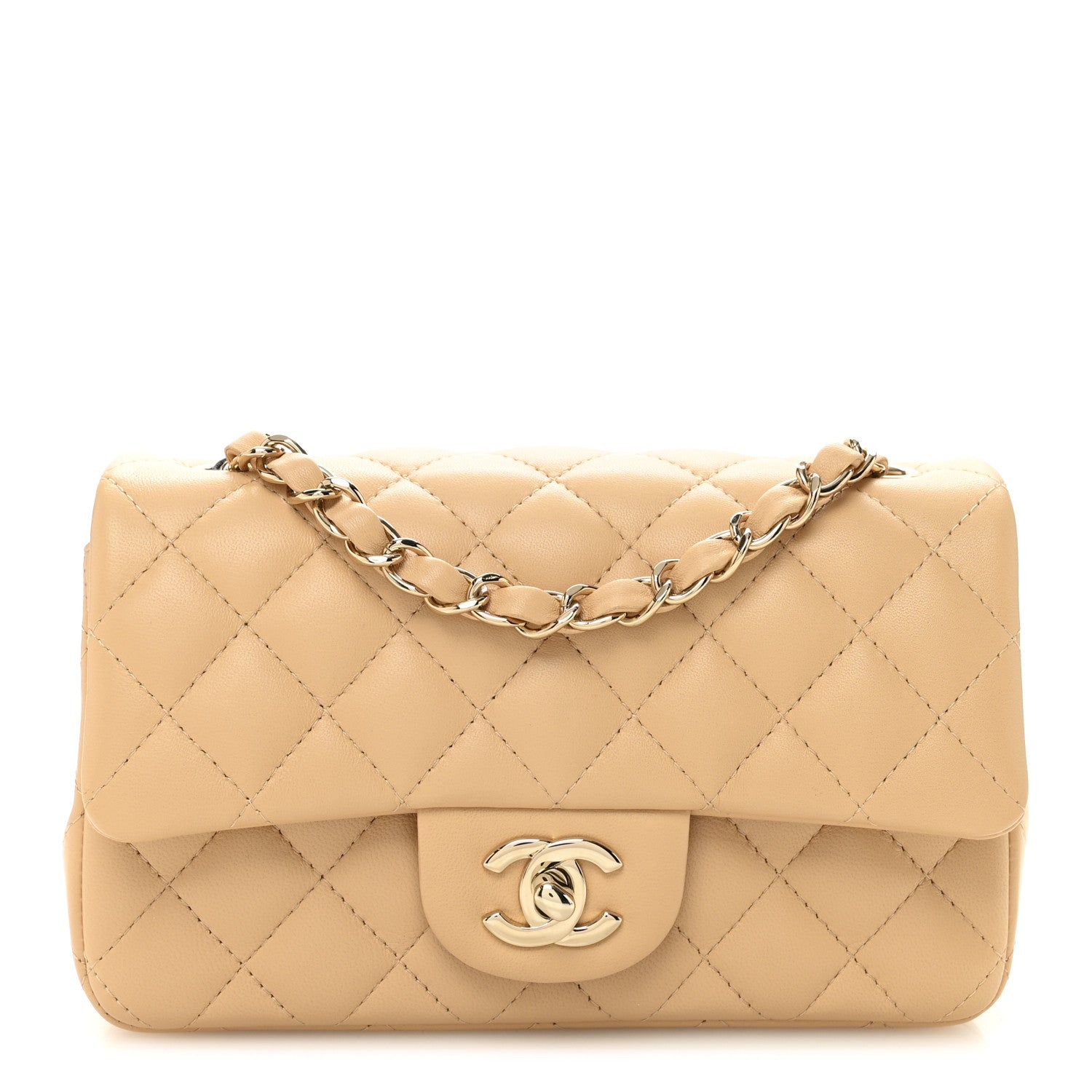 Chanel Lambskin Quilted Mini Rectangular Flap Beige 1 of 11