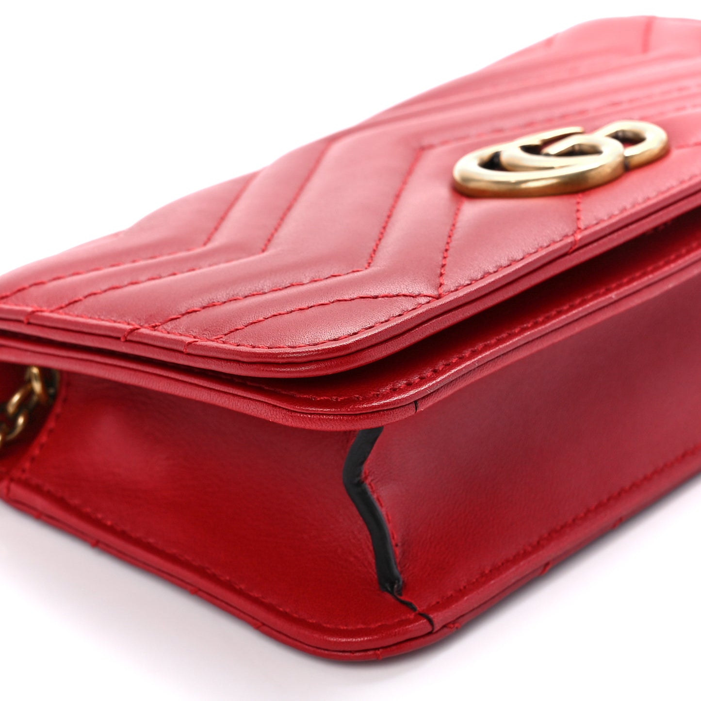 Calfskin Matelasse GG Marmont Mini Bag Hibiscus Red