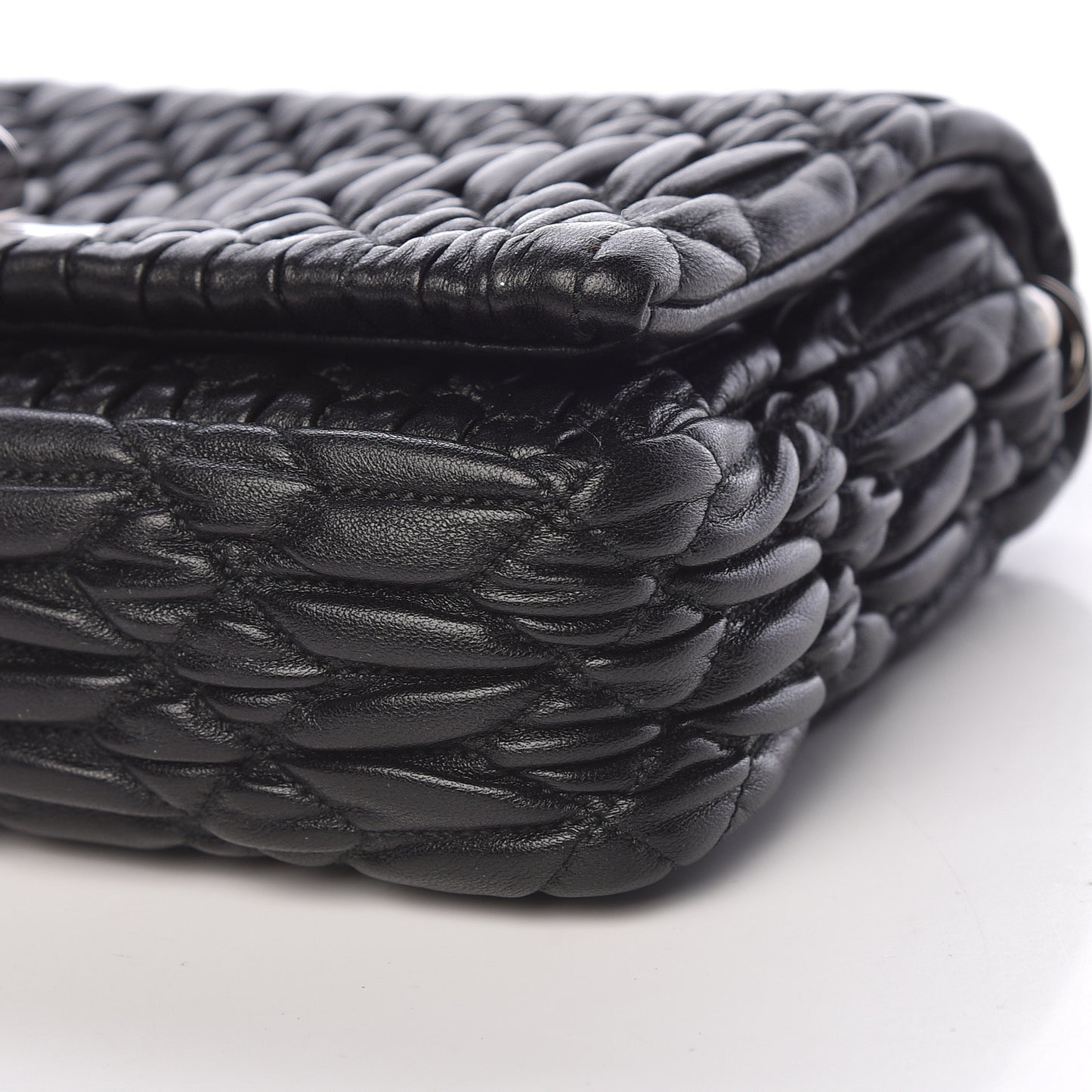 Nappa Matelasse Crystal Pearl Flap Clutch Black