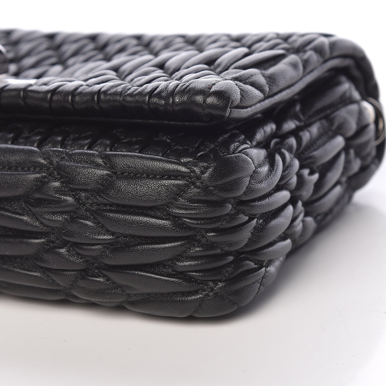 Miu Miu Nappa Matelasse Crystal Pearl Flap Clutch Black 10 of 10