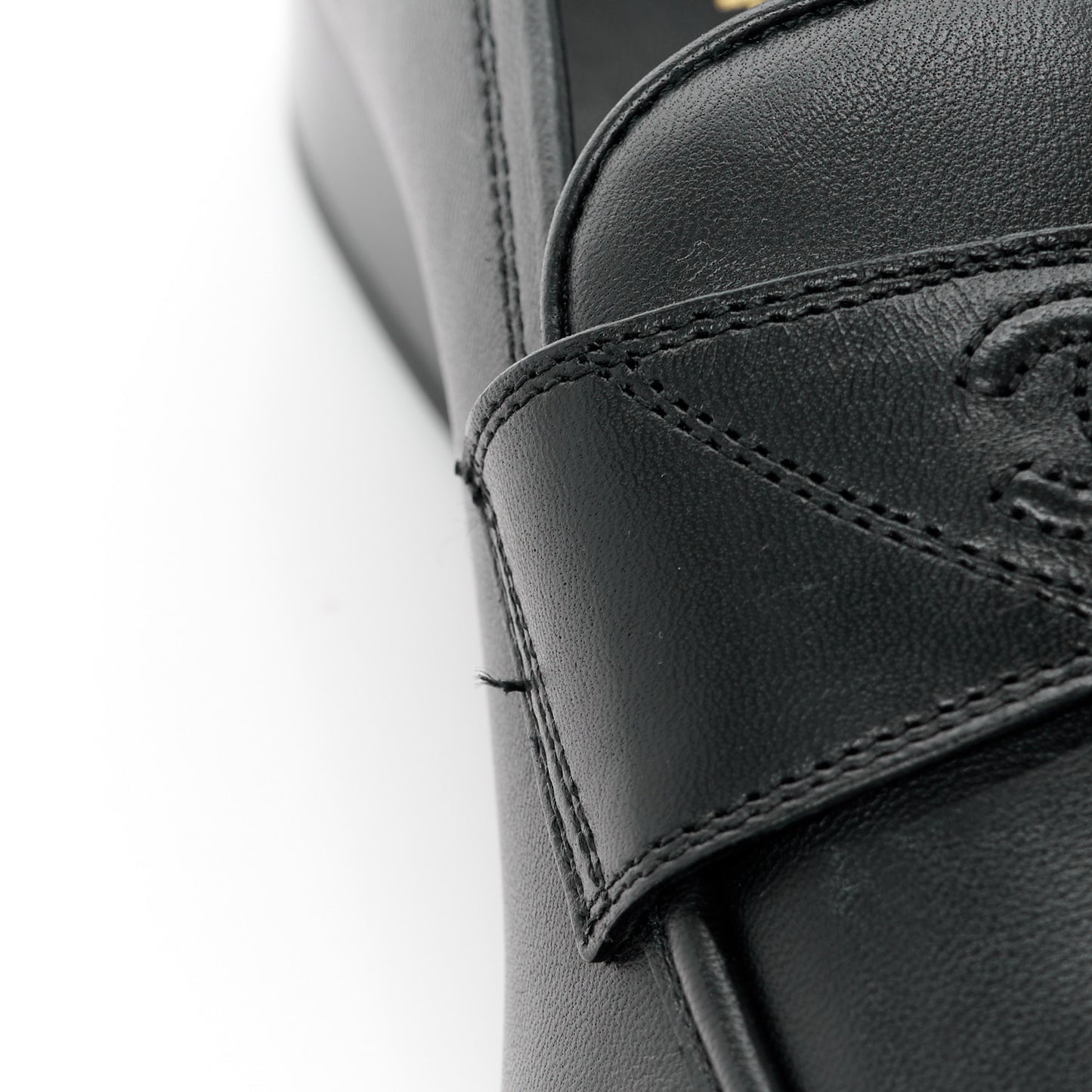 Calfskin Mens Stitched CC Loafers 41 Black