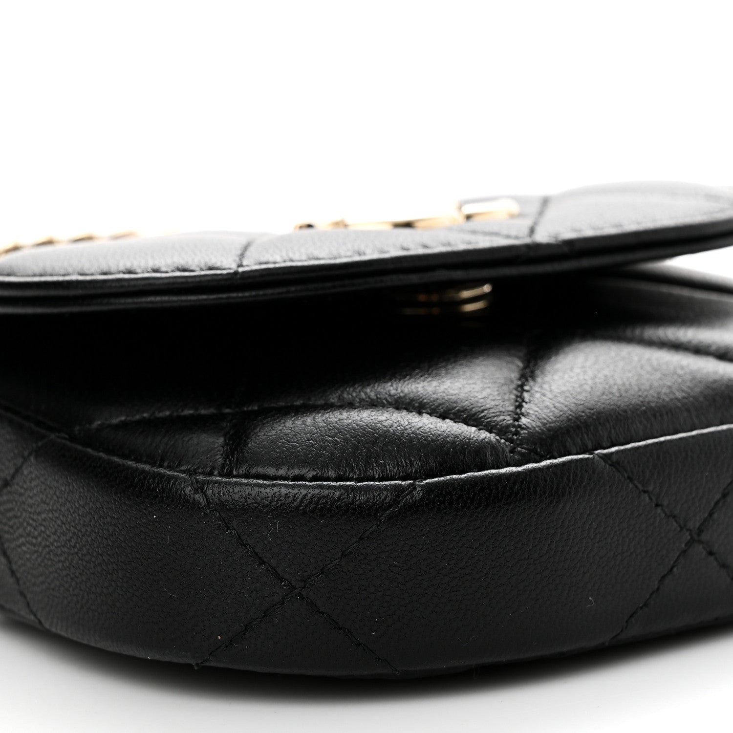Chanel Lambskin Quilted Pearl Top Handle Clutch With Chain Black 10 of 11
