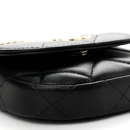 Chanel Lambskin Quilted Pearl Top Handle Clutch With Chain Black 10 of 11