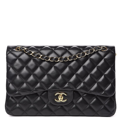 Chanel Lambskin Quilted Jumbo Double Flap Black 1 of 15