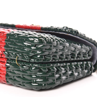 Gucci Glazed Wicker Stripe Mini Cestino Shoulder Bag Green 7 of 10
