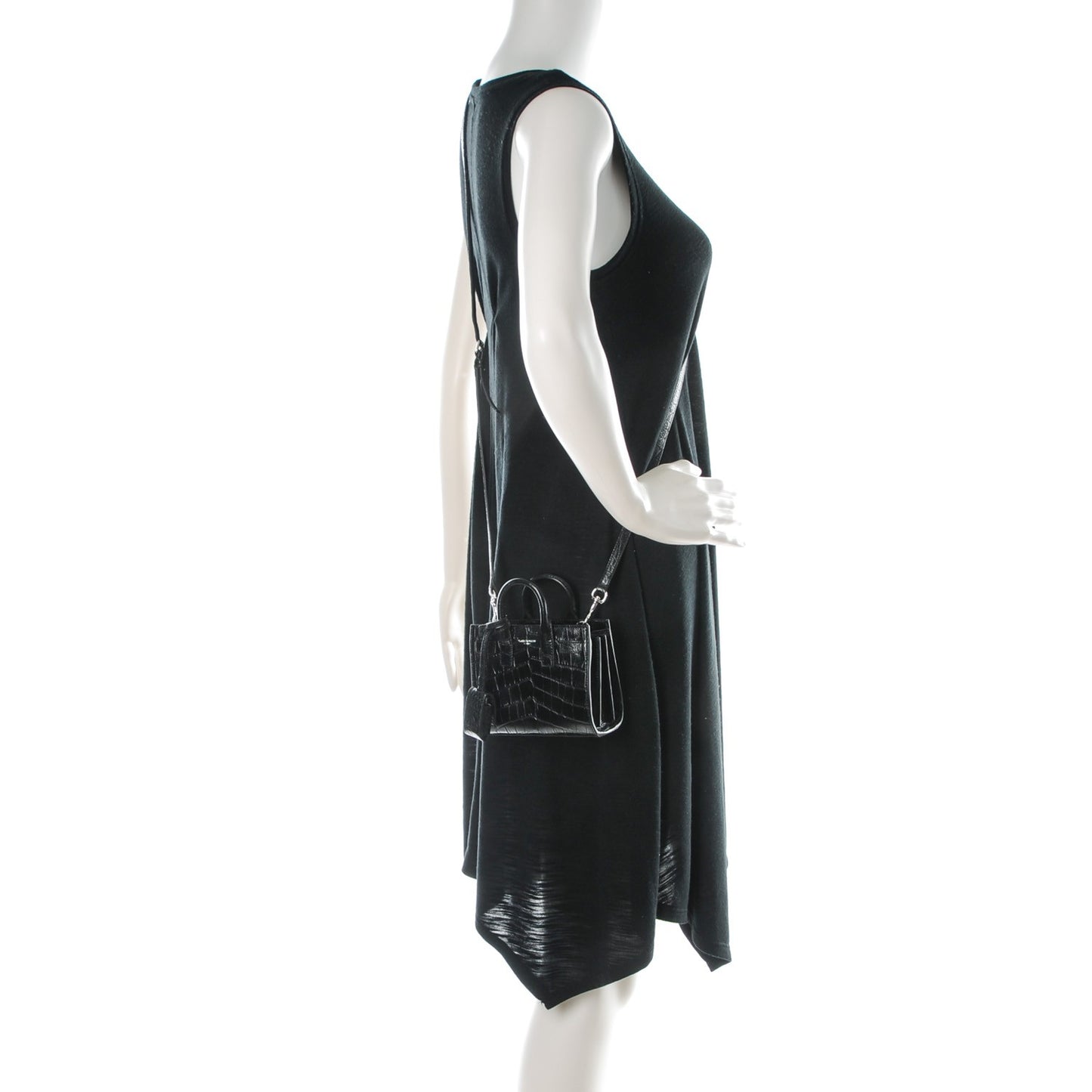 Calfskin Crocodile Embossed Toy Sac De Jour Black