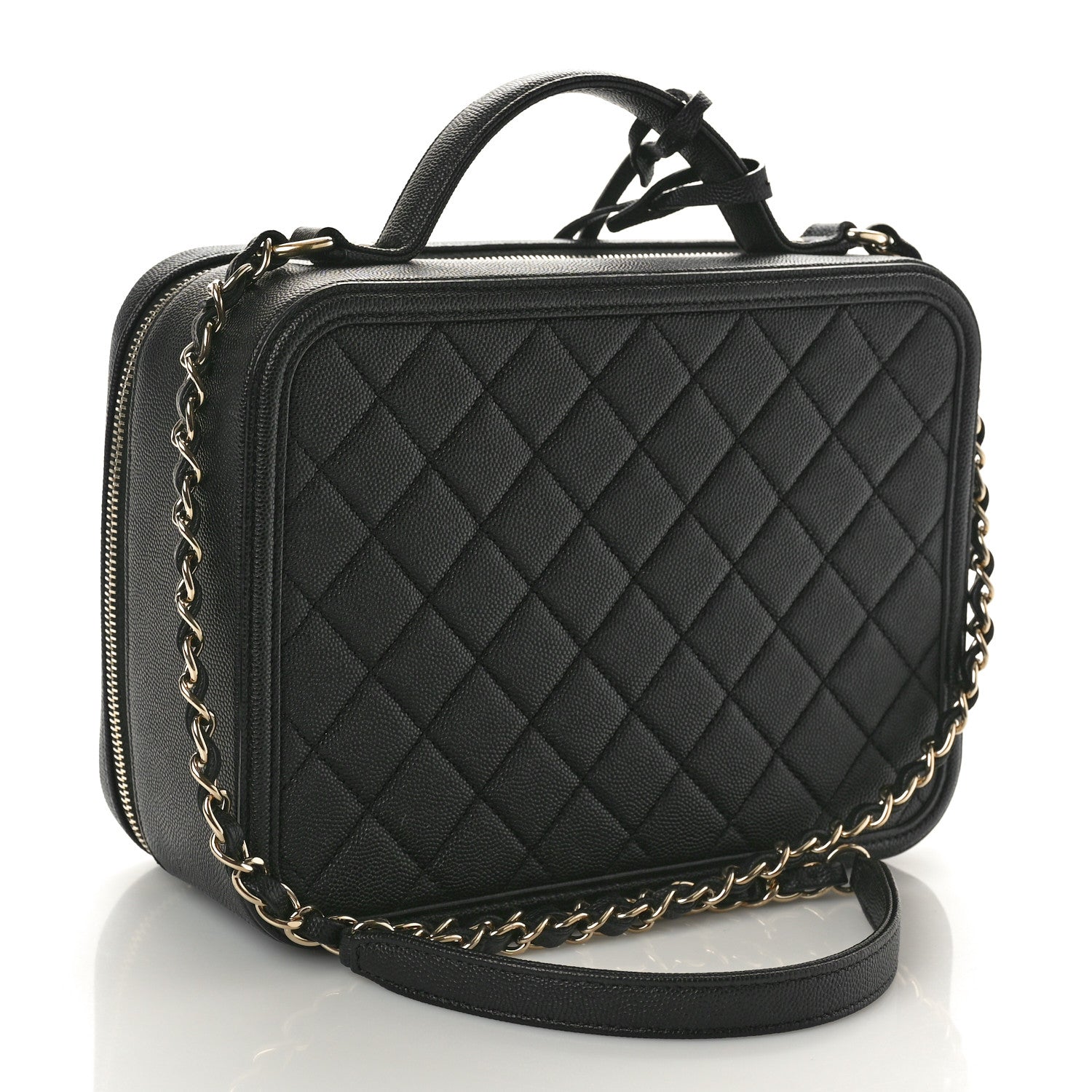 Chanel Caviar Quilted Large CC Filigree Vanity Case Black 4 of 13