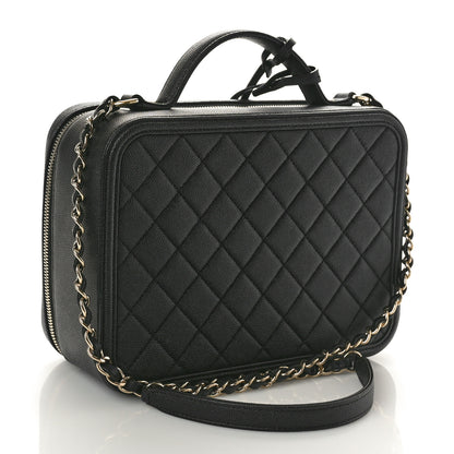 Chanel Caviar Quilted Large CC Filigree Vanity Case Black 4 of 13