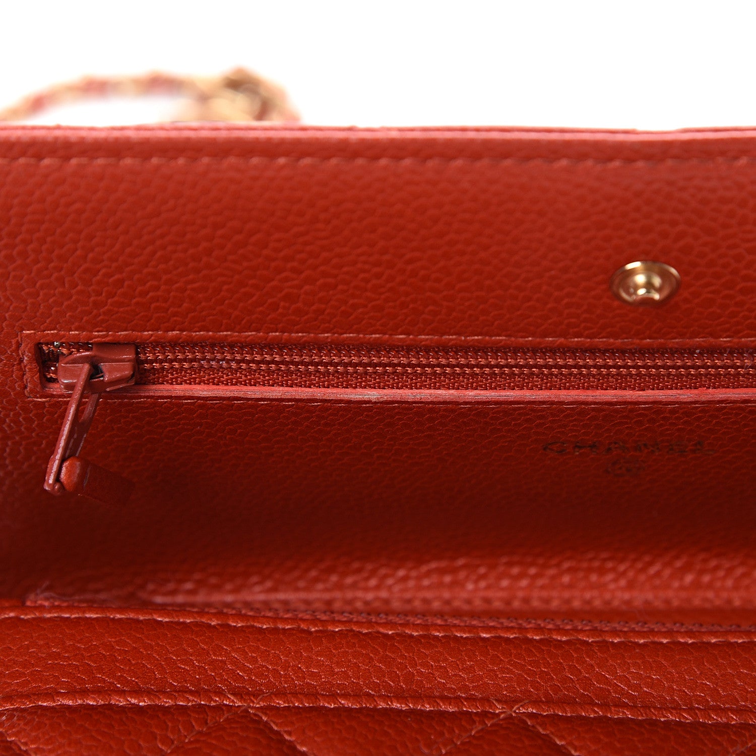 Chanel Caviar Quilted Wallet on Chain WOC Red 9 of 17