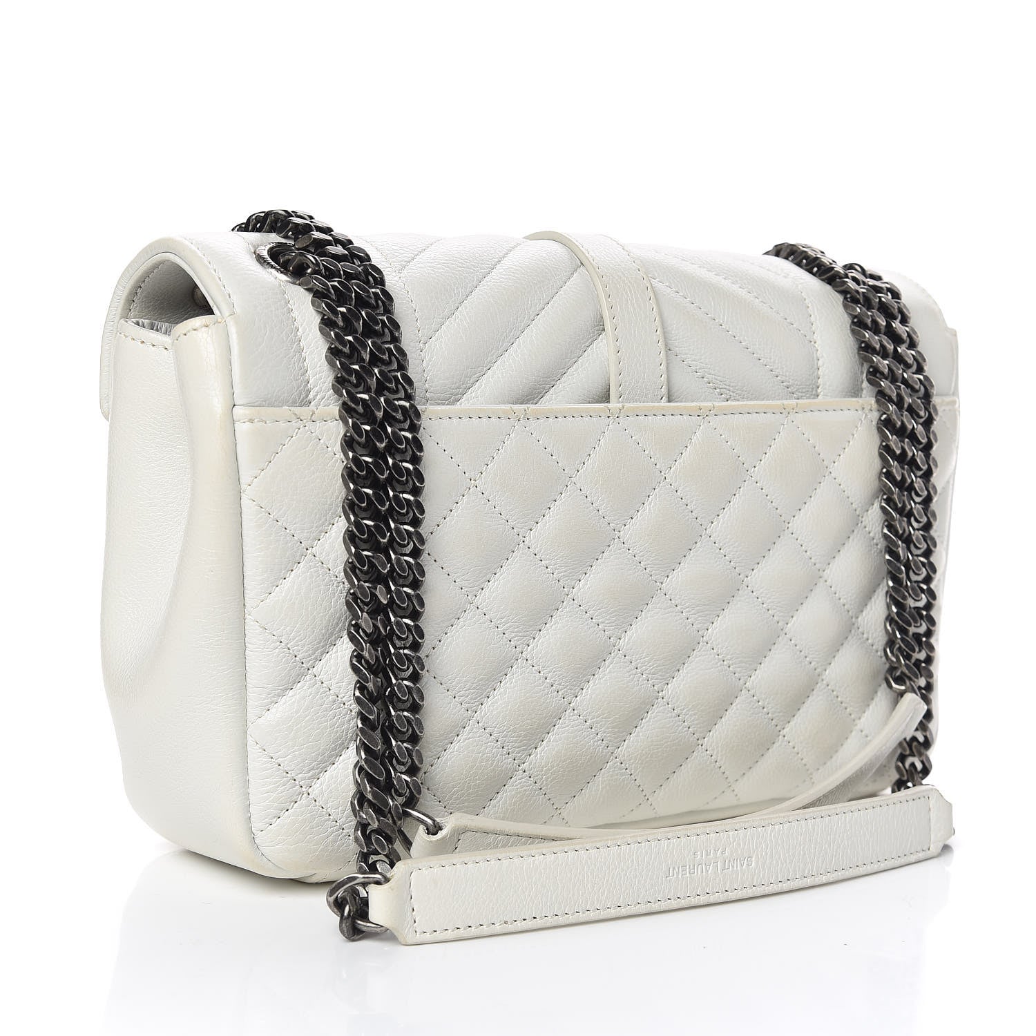 Saint Laurent Sheepskin Tri-Quilt Monogram Medium College Bag Dove White 3 of 14