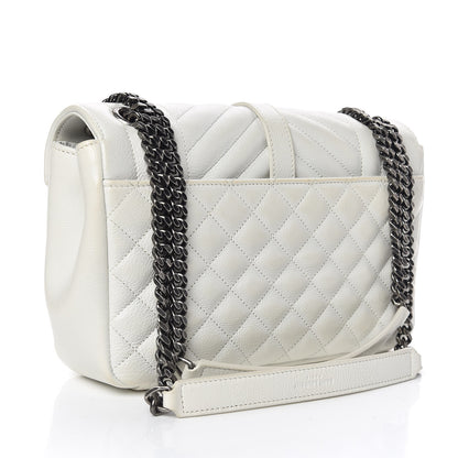 Saint Laurent Sheepskin Tri-Quilt Monogram Medium College Bag Dove White 3 of 14