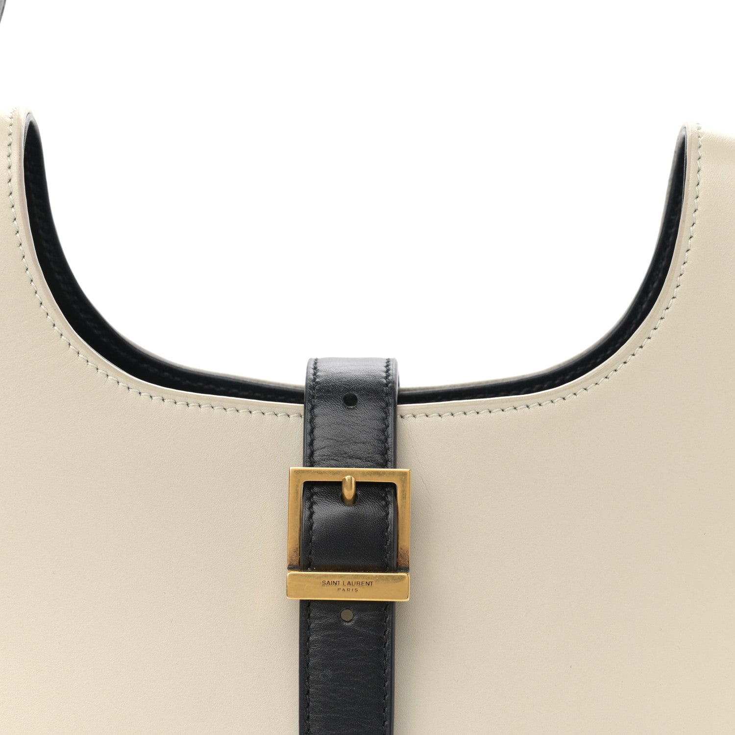 Saint Laurent Shiny Calfskin Le Fermoir Hobo Blanc Vintage Black 8 of 10