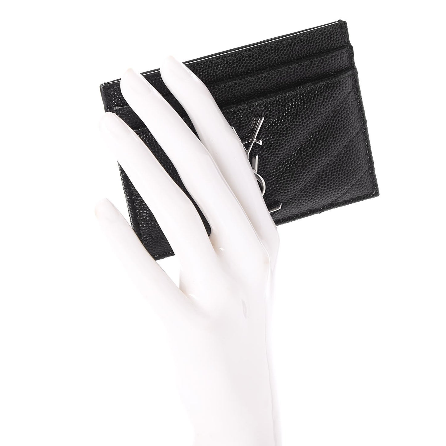 Grain De Poudre Matelasse Chevron Monogram Credit Card Case Black