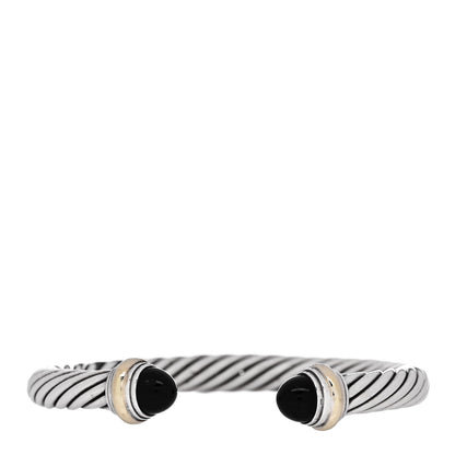 David Yurman Sterling Silver 14K Yellow Gold Black Onyx 7mm Cable Classics Bracelet 1 of 3