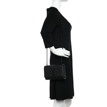 Saint Laurent Grain De Poudre Small Monogram Monochrome Kate Satchel Black 2 of 10