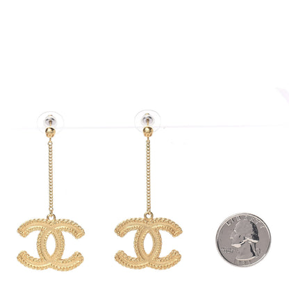 Chanel CC Drop Earrings Matte Gold 2 of 5