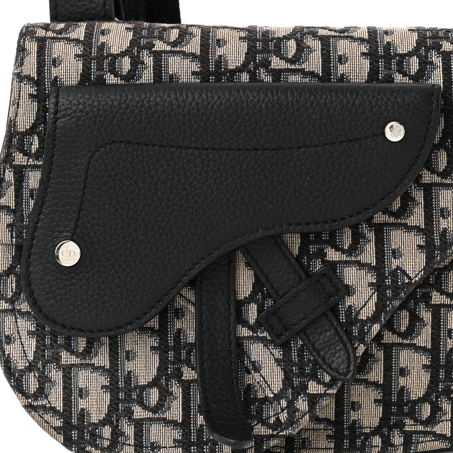 Oblique Saddle Messenger Pouch Beige Black