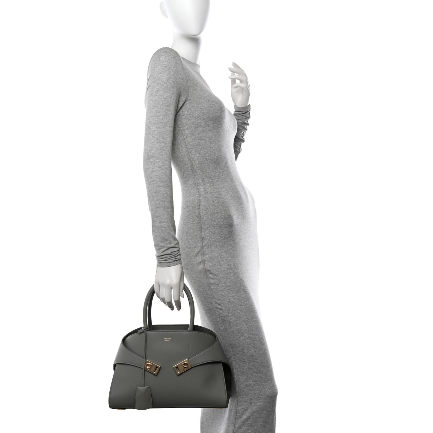 Calfskin Small Hug Bag Ash Grey