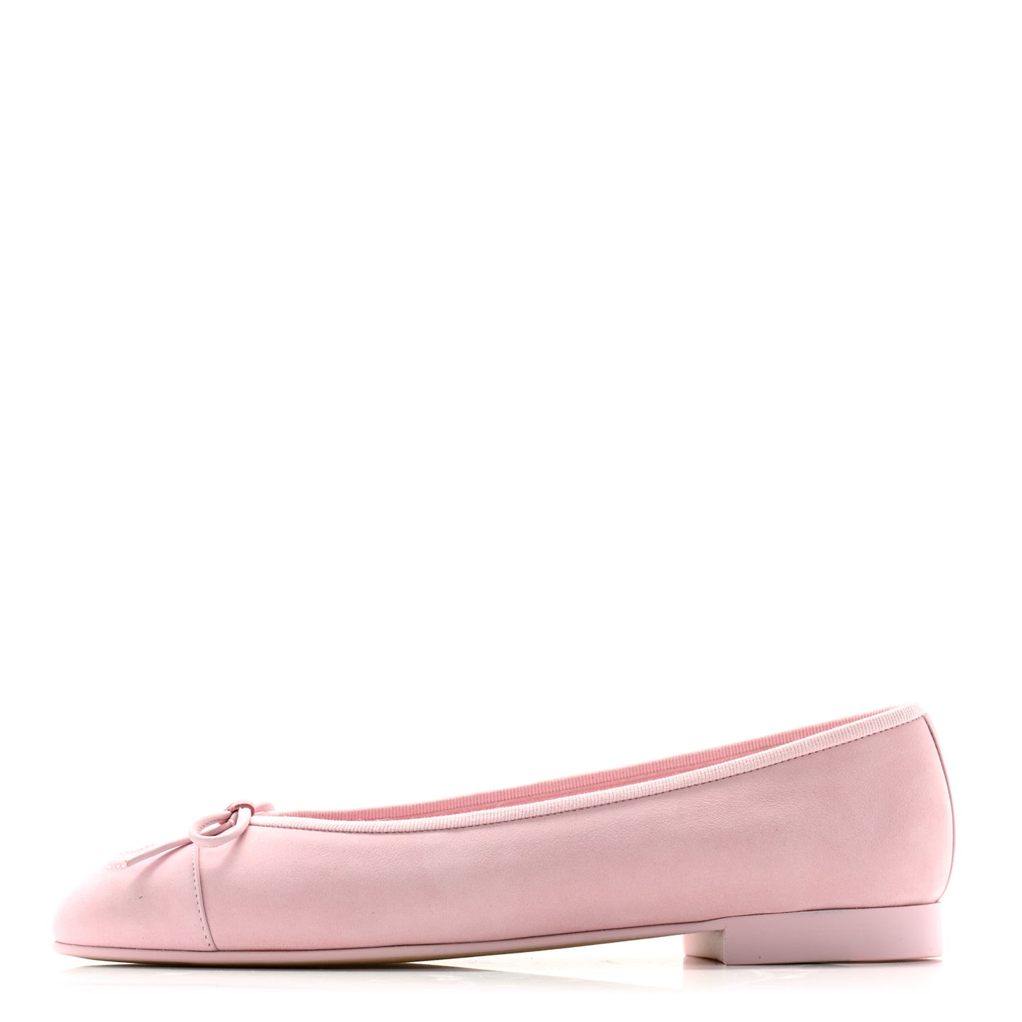 Suede Calfskin Cap Toe CC Ballerina Flats 38.5 Light Pink