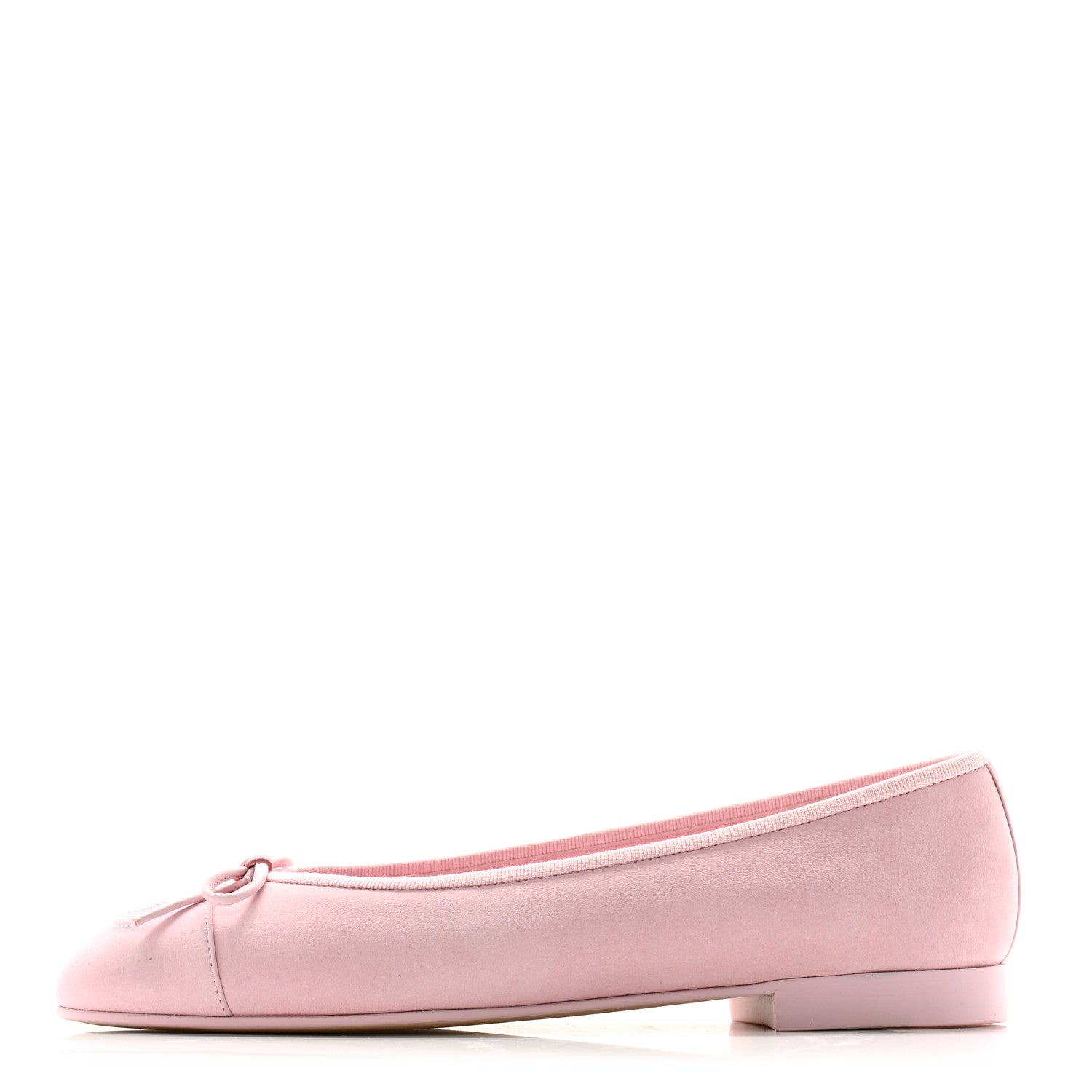 Chanel Suede Calfskin Cap Toe CC Ballerina Flats 38.5 Light Pink 1 of 9