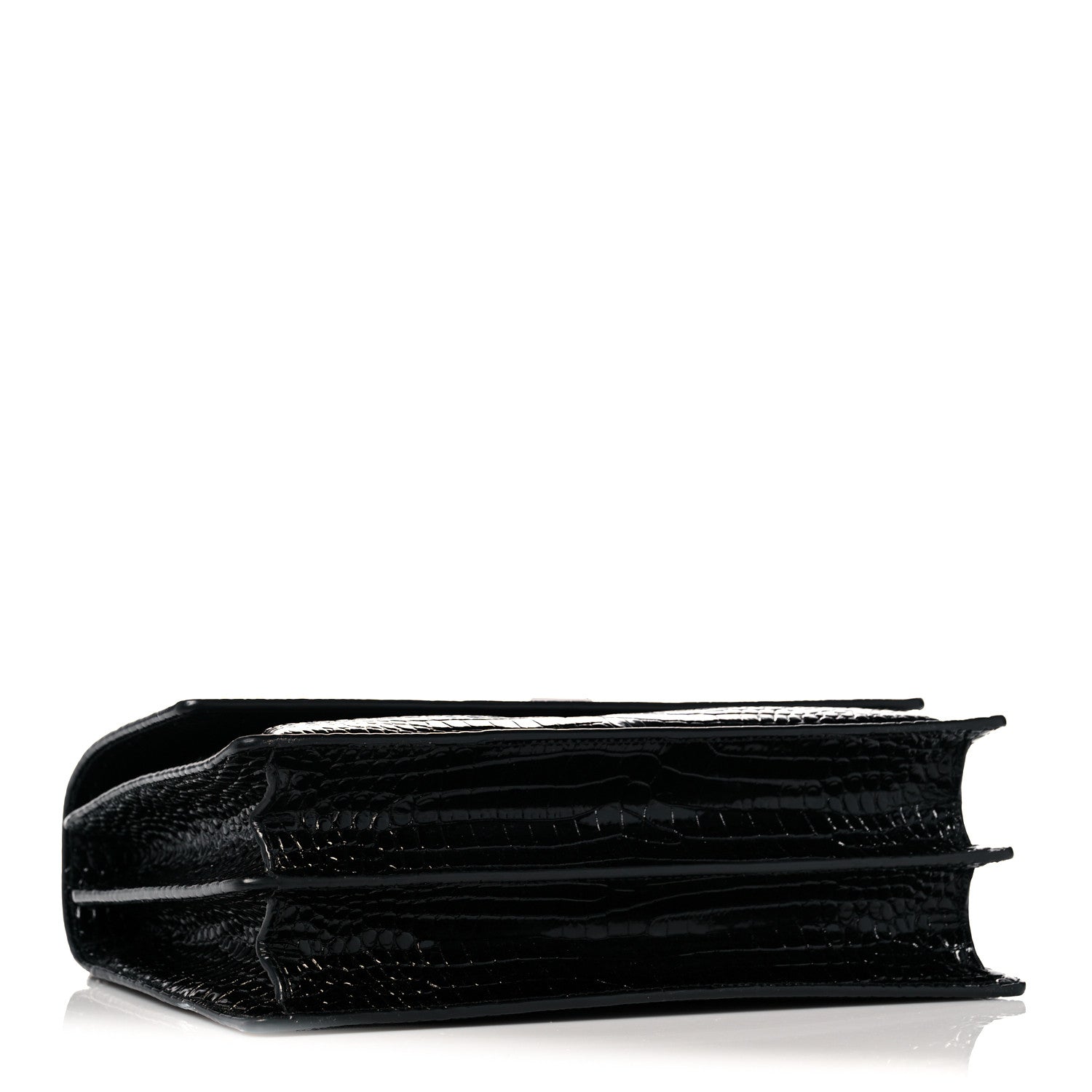 Saint Laurent Calfskin Crocodile Embossed Large Monogram Sunset Black 4 of 10