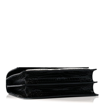 Saint Laurent Calfskin Crocodile Embossed Large Monogram Sunset Black 4 of 10